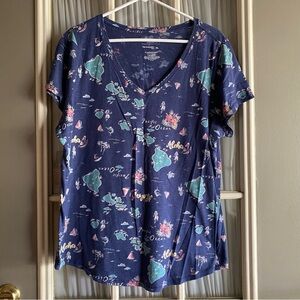 Sonoma Blue Tropical Pattern Short Sleeve Tee
